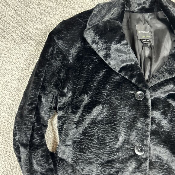 Anonymous John Carlisle Jacket Womens Large Black Fake Fur Look Real Genuin - Picture 6 of 11